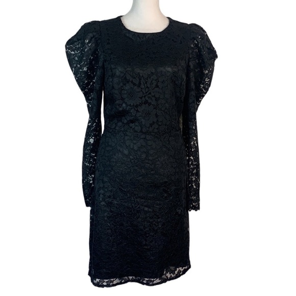 Express Lace Puff Sleeve Fit And Flare Dress- NWT - Picture 3 of 15